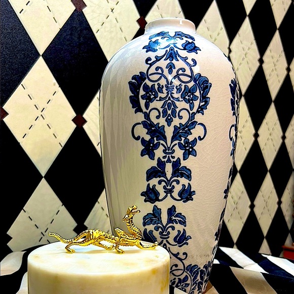 Blue & White Chinoiserie Vase | Modern Classic Decor - Picture 1 of 10